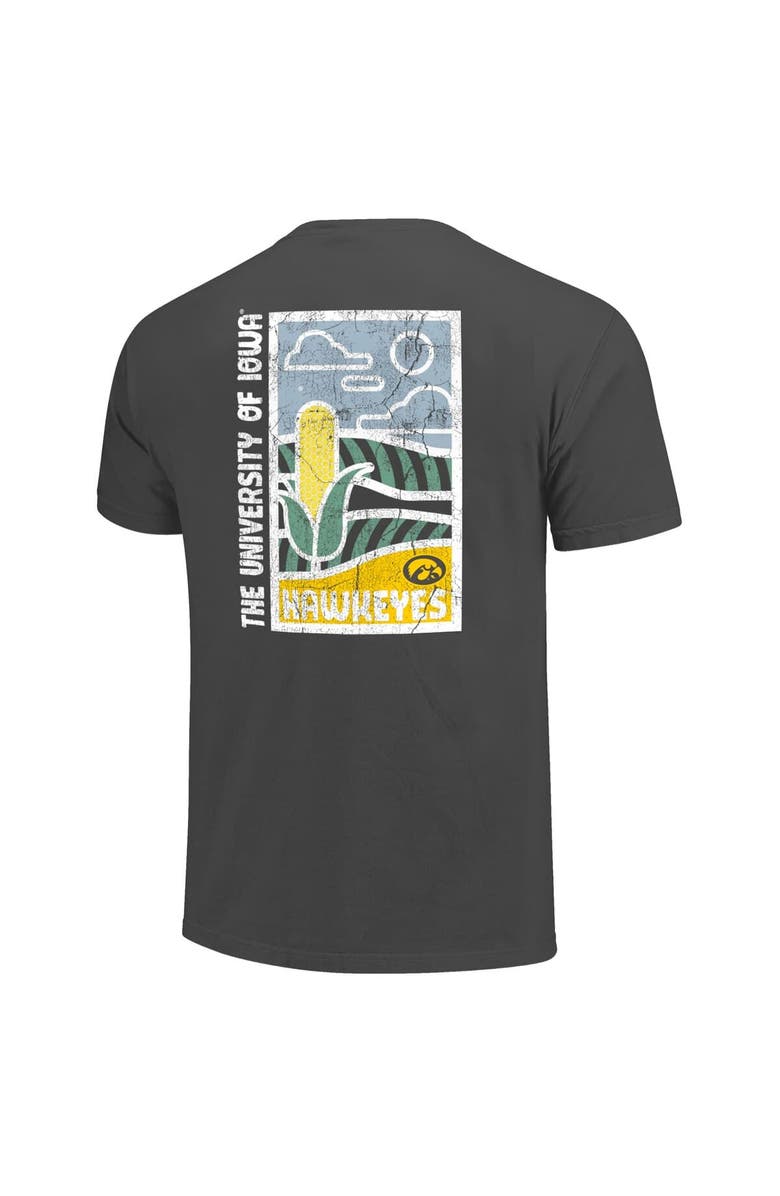 IMAGE ONE Men's  Graphite Iowa Hawkeyes Comfort Colors Minimal Vista Distressed Graphics T-Shirt, Alternate, color, 