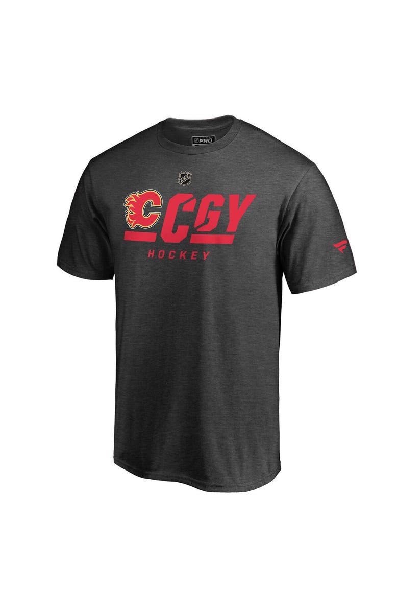 FANATICS Men's Fanatics Branded Gray Calgary Flames Authentic Pro Tricode T-Shirt, Main, color,