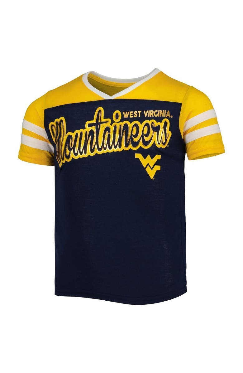 COLOSSEUM Girls Youth Colosseum Navy West Virginia Mountaineers Practically Perfect Striped T-Shirt, Alternate, color, 