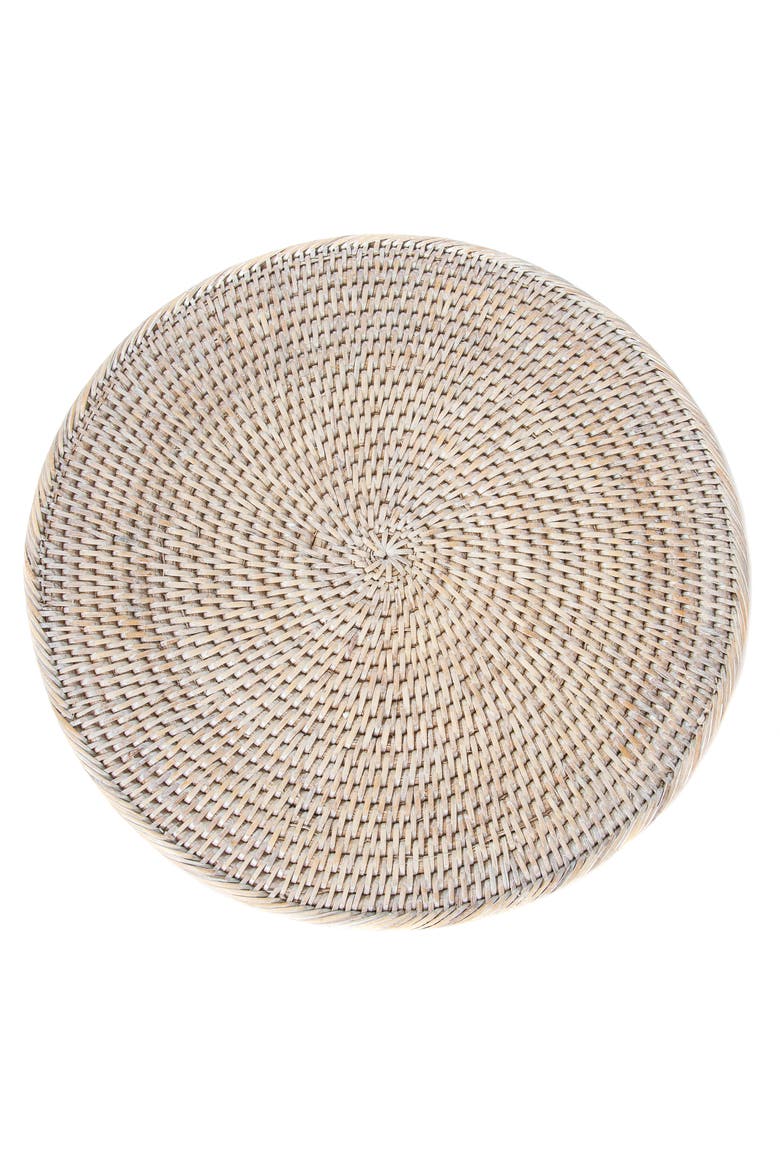 Artifacts Rattan Round Placemat, Main, color, White Wash