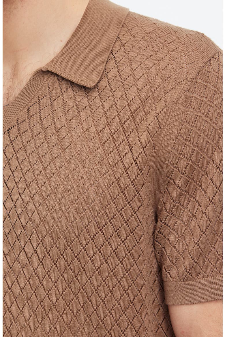 Diamond Pointelle Stitch Sweater Polo, Alternate, color, CARGO