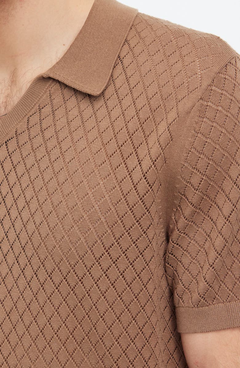 Madewell Diamond Pointelle Stitch Sweater Polo, Alternate, color, Cargo