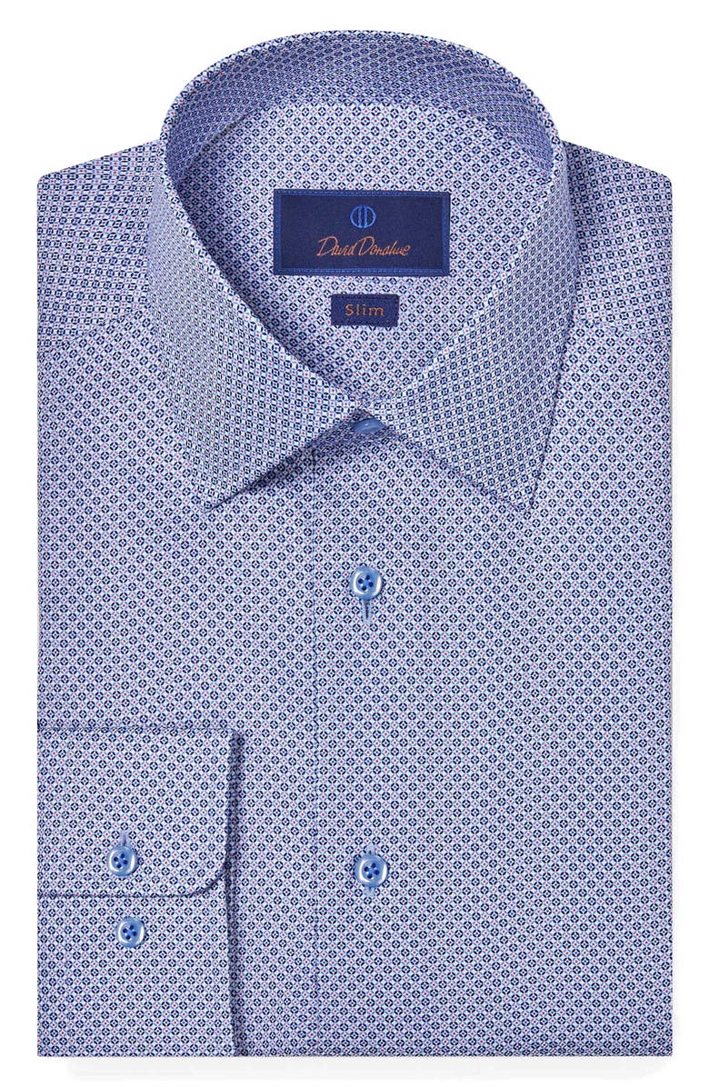 David Donahue Slim Fit Geometric Print Dress Shirt, Main, color, 
