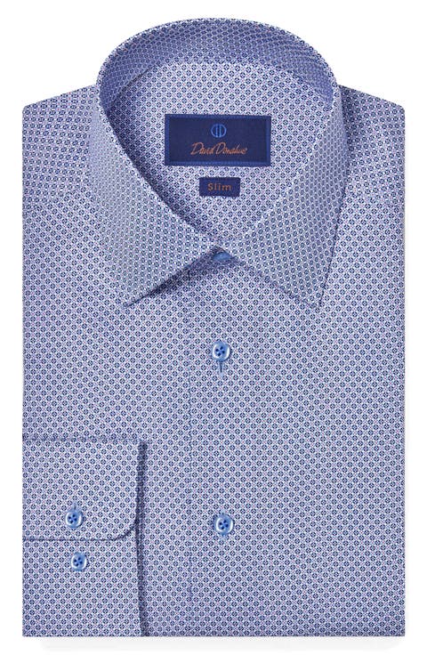 Slim Fit Geometric Print Dress Shirt