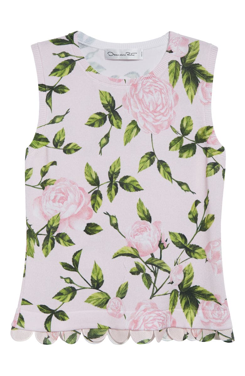 Oscar de la Renta English Rose Print Sleeveless Sweater, Alternate, color, 