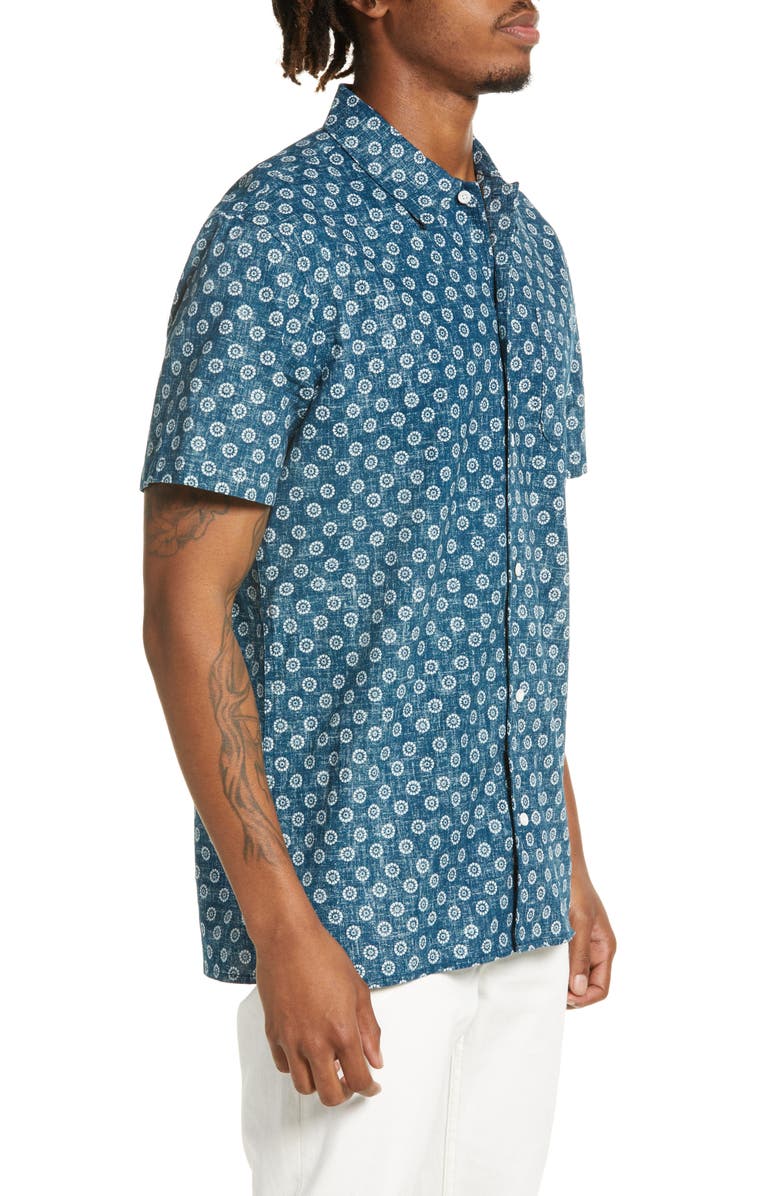 Treasure & Bond Trim Fit Floral Medallion Short Sleeve Camp Shirt, Alternate, color, 