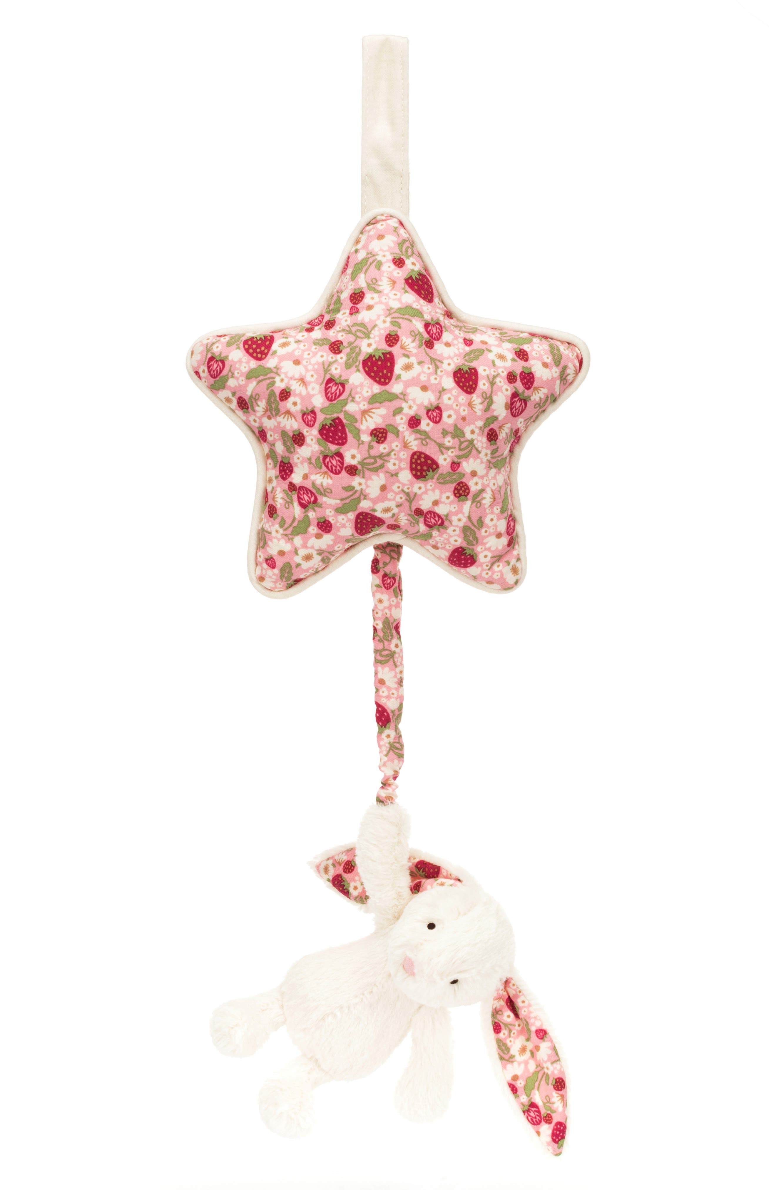Jellycat Blossom Cream Bunny Berry Musical Pull 19.75-Inch Plushie