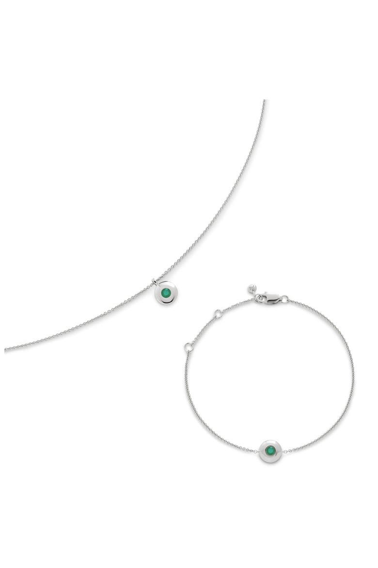 May Birthstone Chain Bracelet, Alternate, color, STERLING SILVER / EMERALD