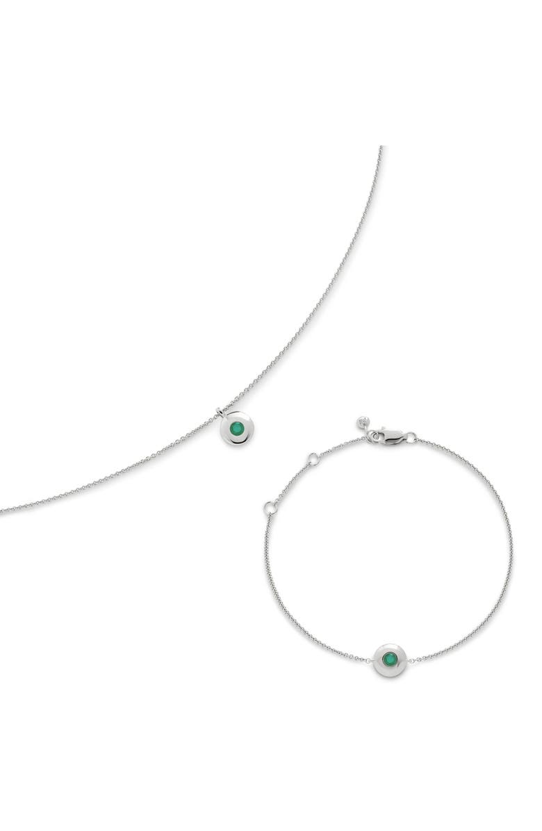 Monica Vinader May Birthstone Chain Bracelet, Alternate, color, Sterling Silver / Emerald