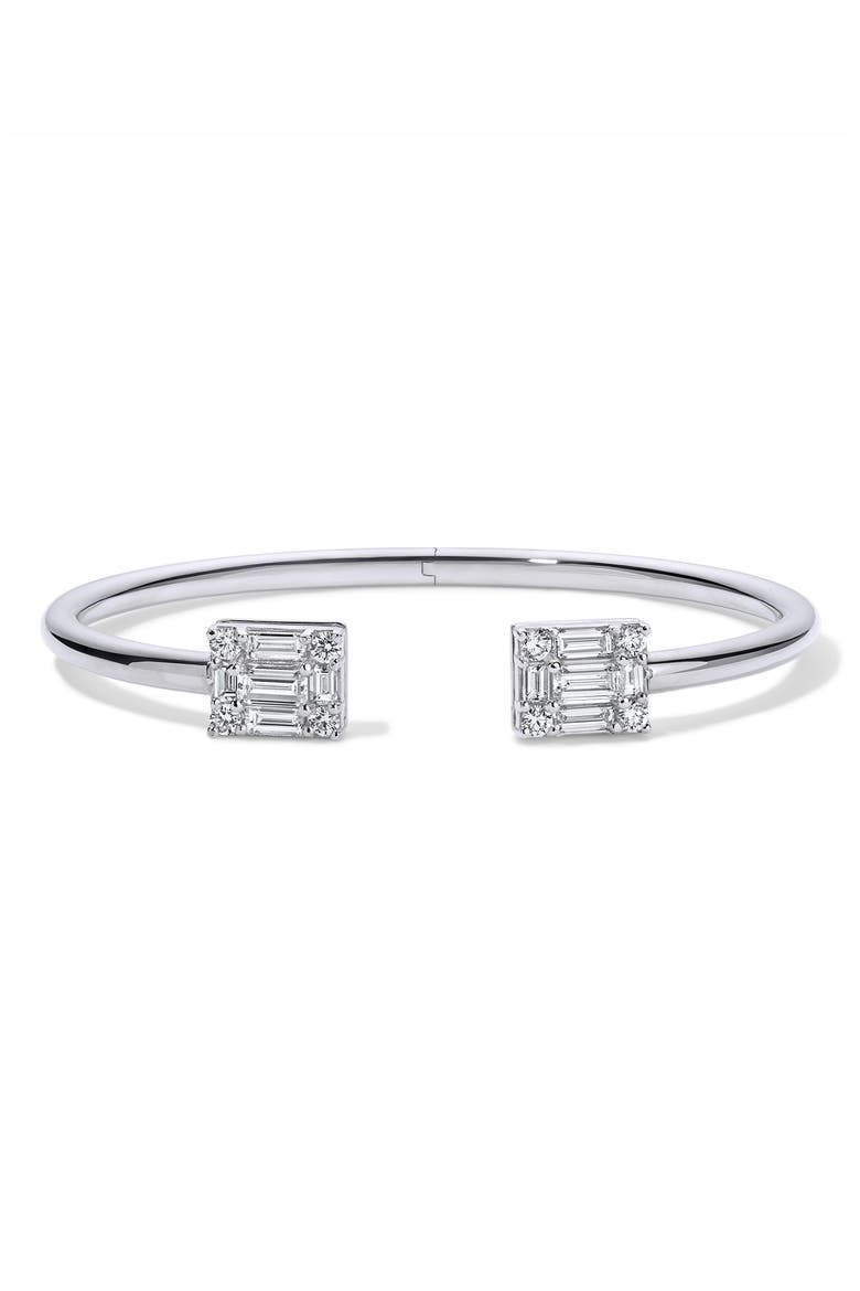 Clarity Petite Diamond Open Bangle Bracelet, Main, color, 18K WHITE GOLD