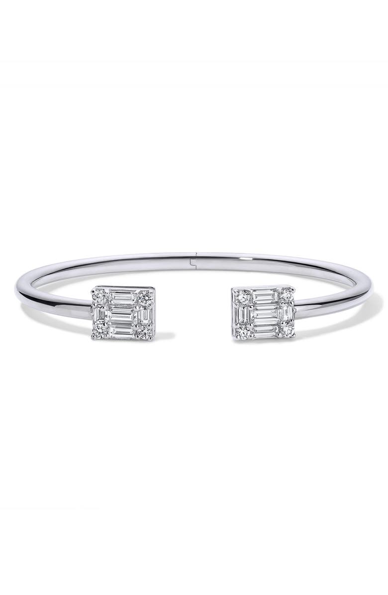 Mindi Mond Clarity Petite Diamond Open Bangle Bracelet, Main, color, 18K White Gold