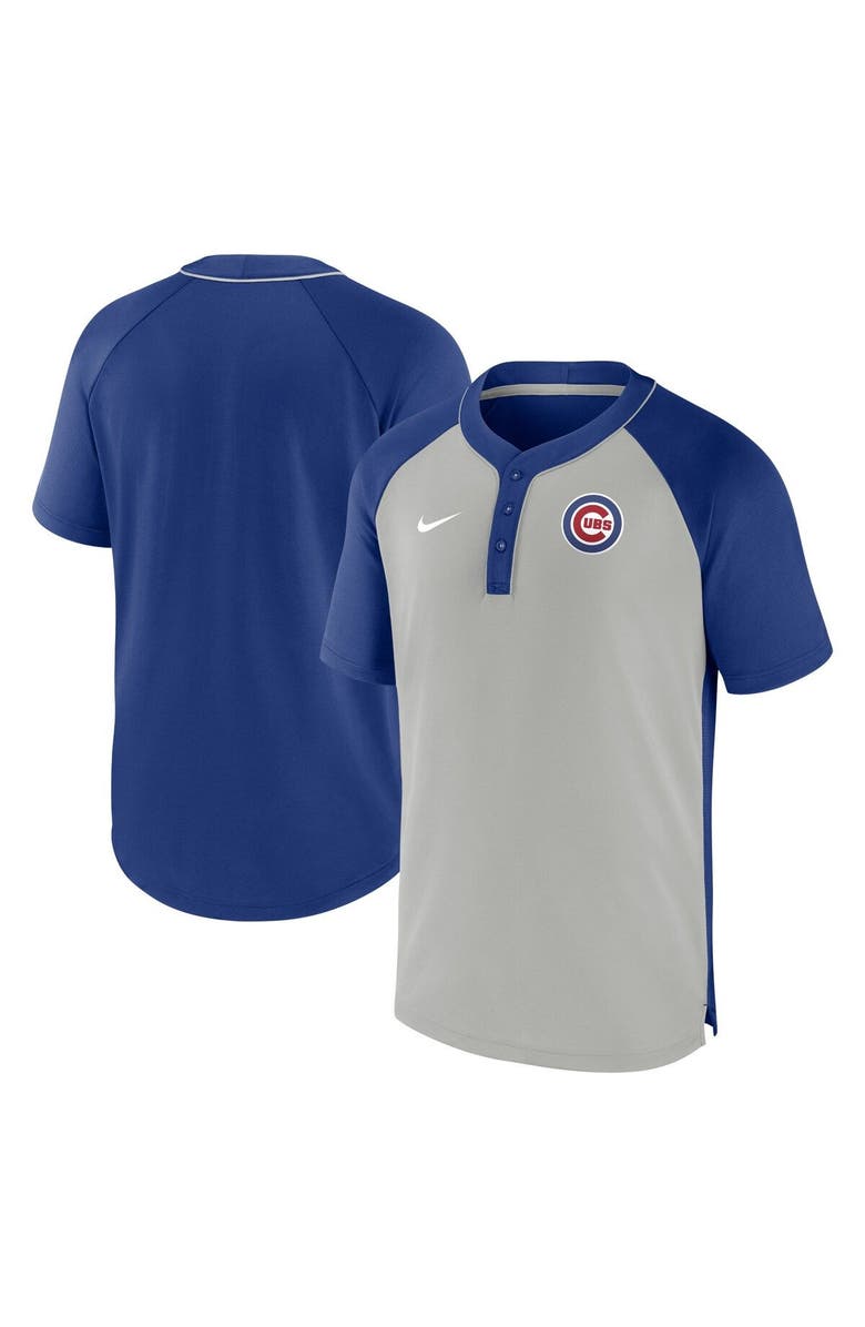 Nike Men's Nike Royal/Silver Chicago Cubs City Plate Performance Henley Raglan T-Shirt, Main, color,
