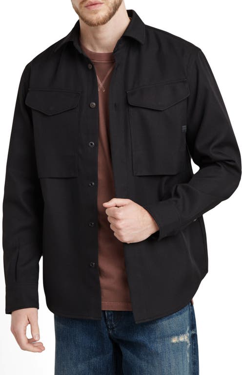G-star Cargo Pocket Cotton Button-up Overshirt In Dark Black
