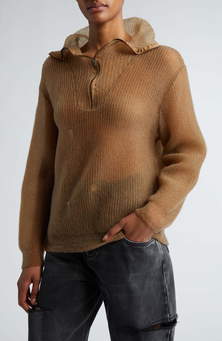 Maison Margiela Translucent Quarter Zip Sweater, Alternate, color, 