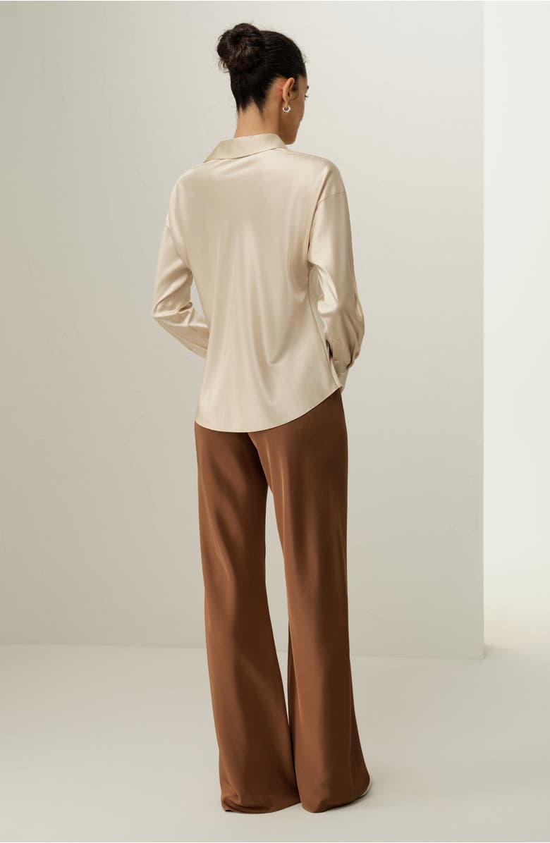 Lilysilk Women's Bias Cut Straight Leg Silk Pants, Alternate, color, Espresso