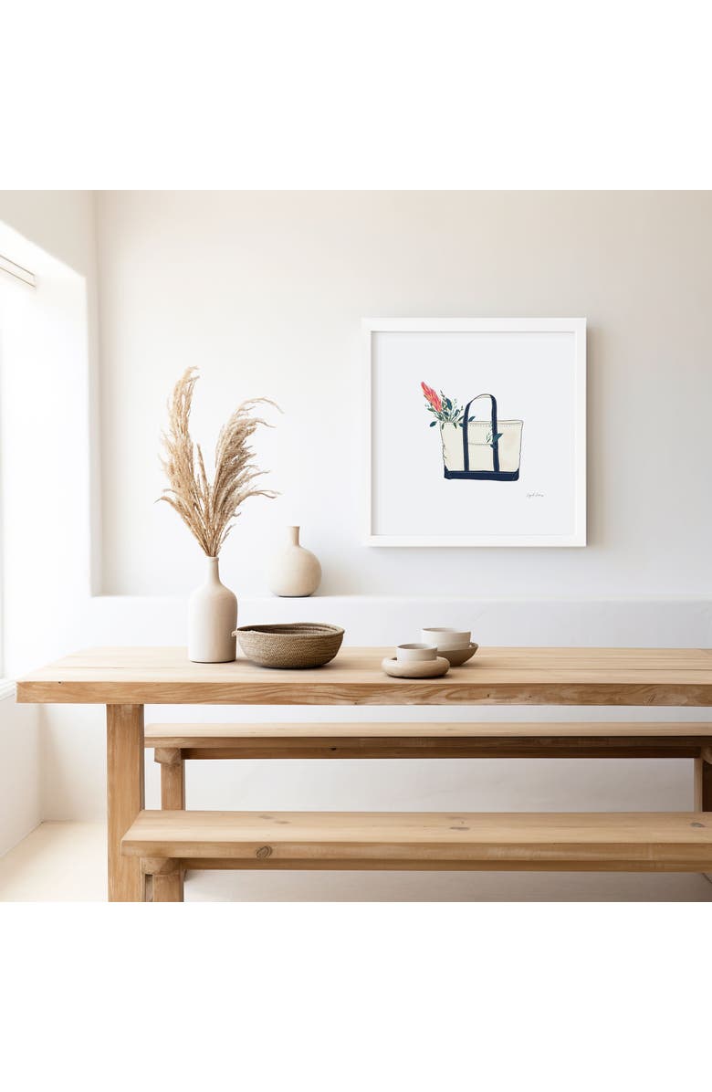 Ramus & Co Tote Bag With Flowers Framed Museum Quality 12" x 12" Art Print, Alternate, color, Multicolored