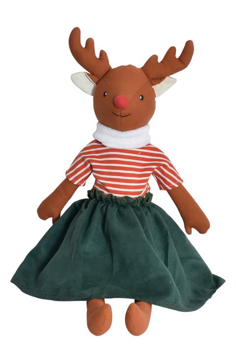 Red Stripe Reindeer Doll