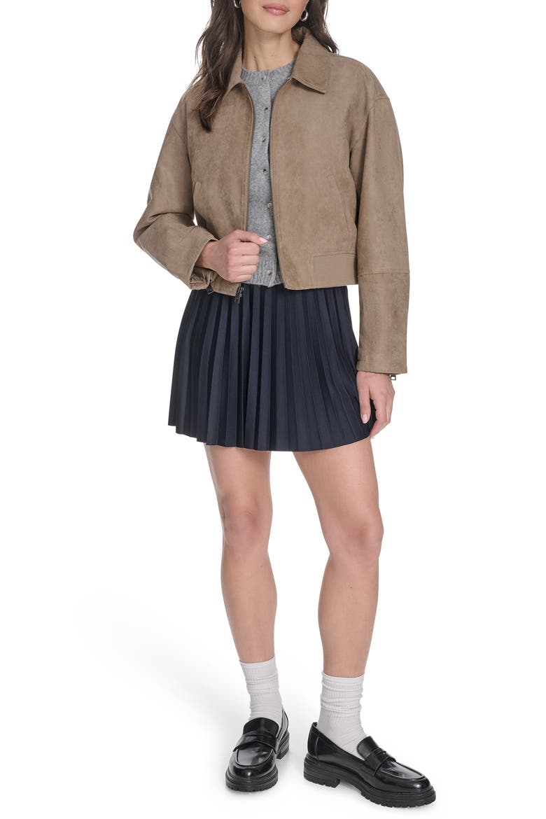 Faux Suede Bomber Jacket, Alternate, color, TAN FX SUEDE