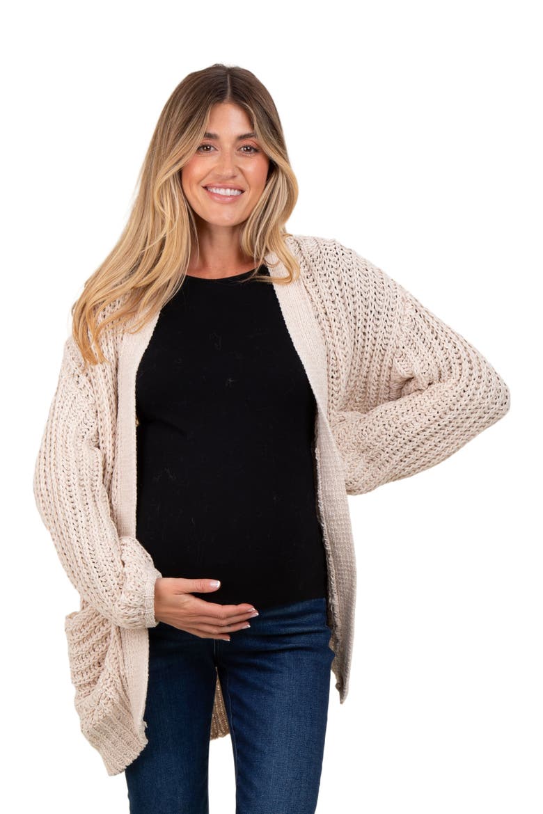 Chunky Knit Oversized Pocket Cardigan, Alternate, color, Beige