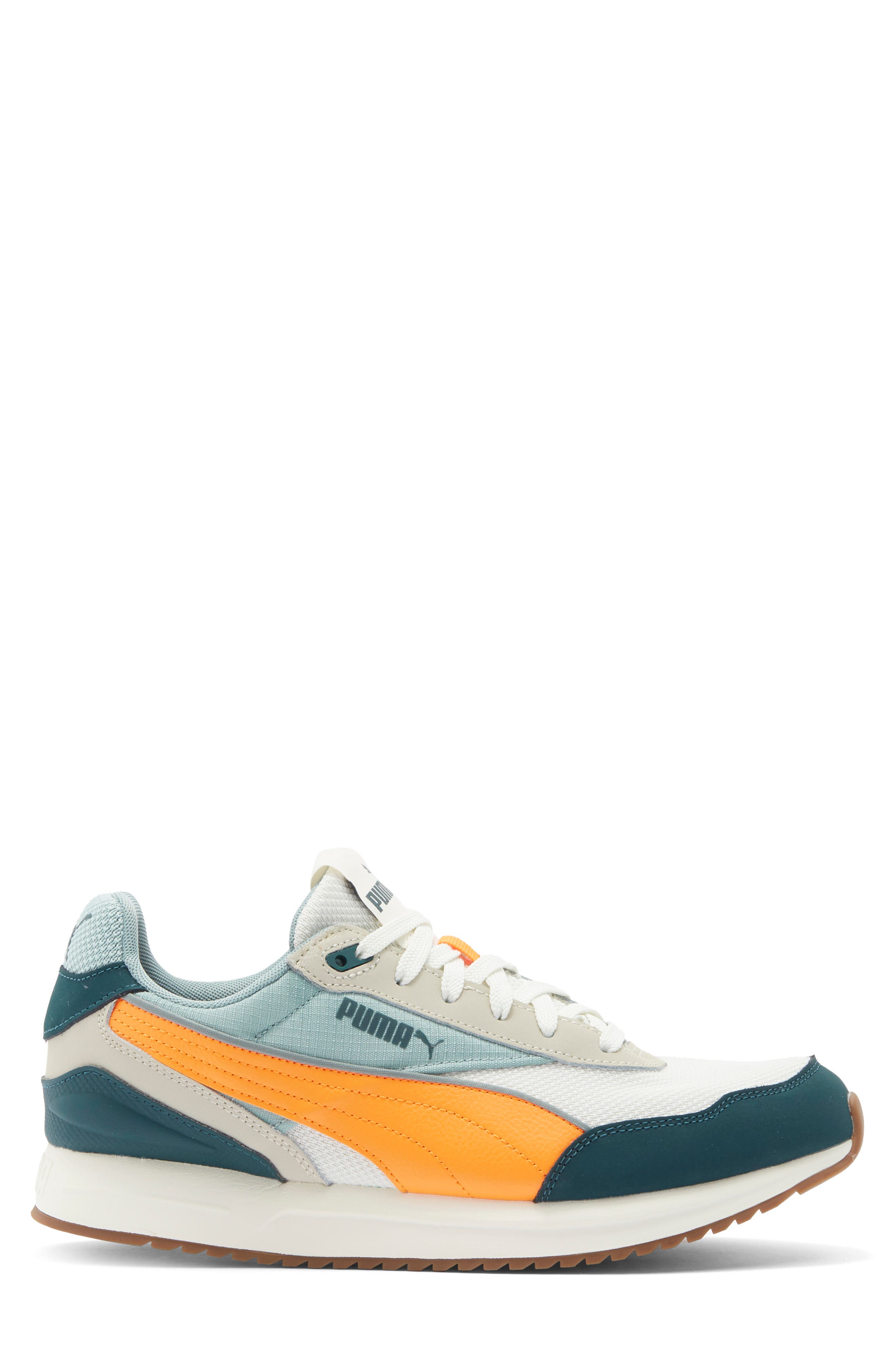 PUMA R78 Gravity Sneaker, Alternate, color, Vapor Gray/ Orange Glo/ Moss