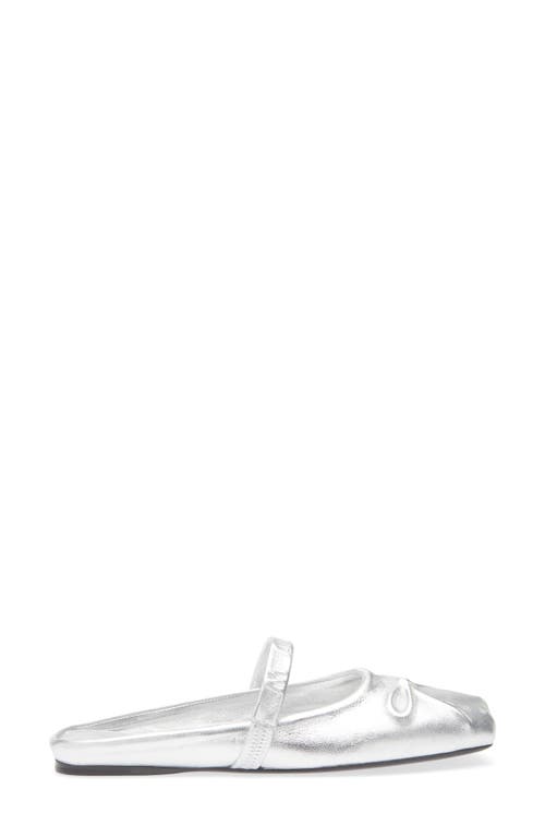 Marni Silver Leather Little Bow Sabot Slippers In Silver
