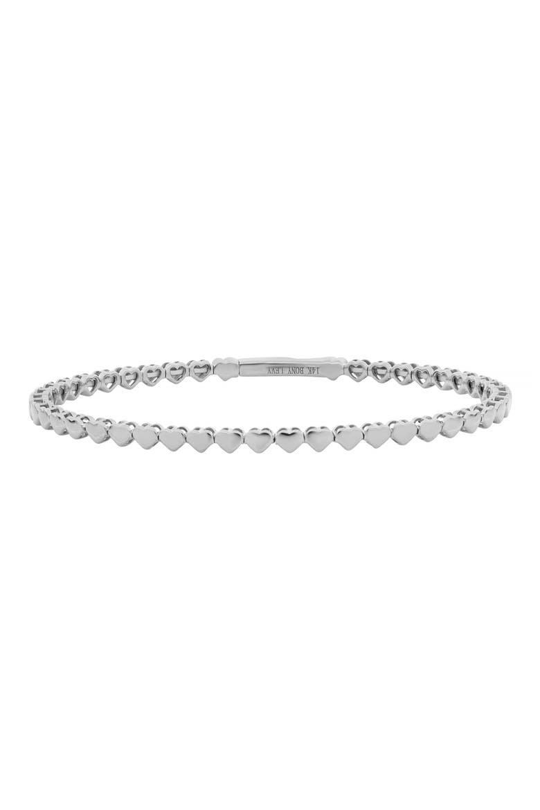 14K Gold Heart Flexible Bracelet, Main, color, 14K WHITE GOLD