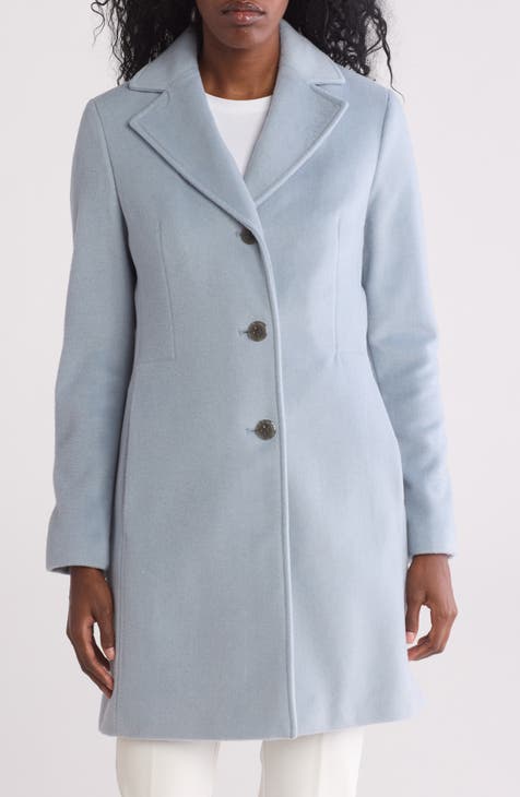 Light blue wool coat ladies best sale