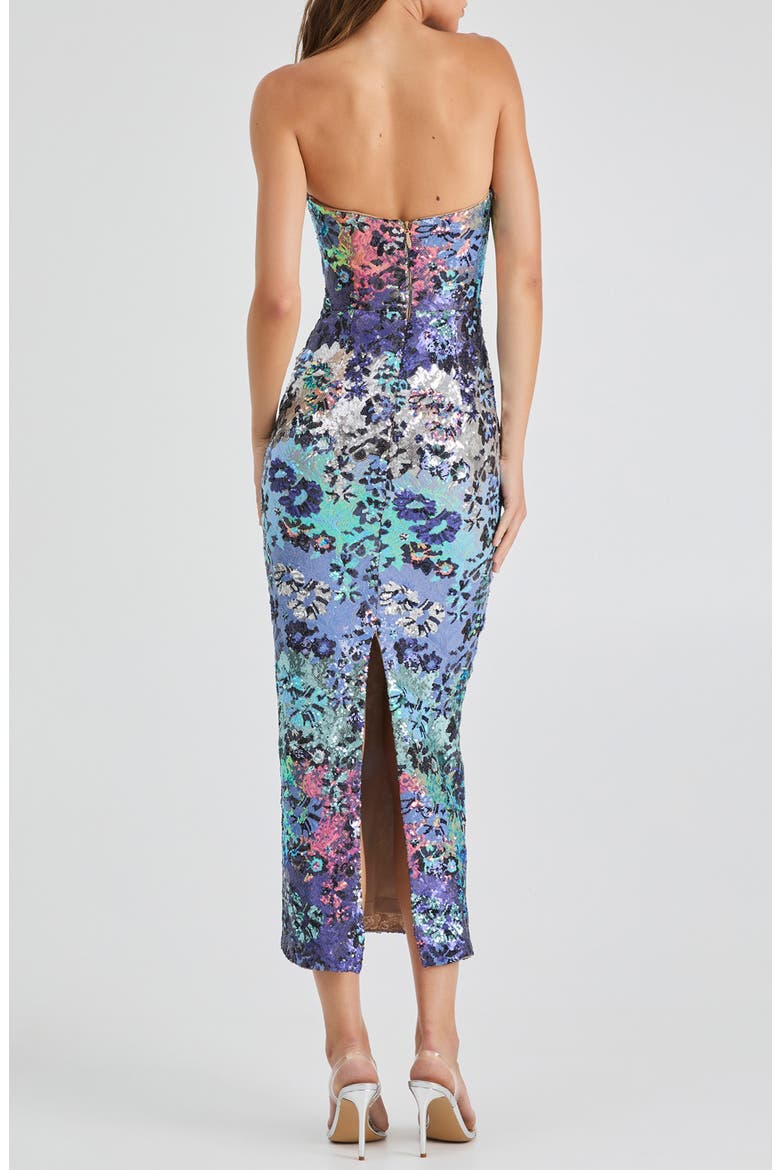 Leslie Sequin Strapless Gown, Alternate, color, BLUE/ SILVER FLORAL