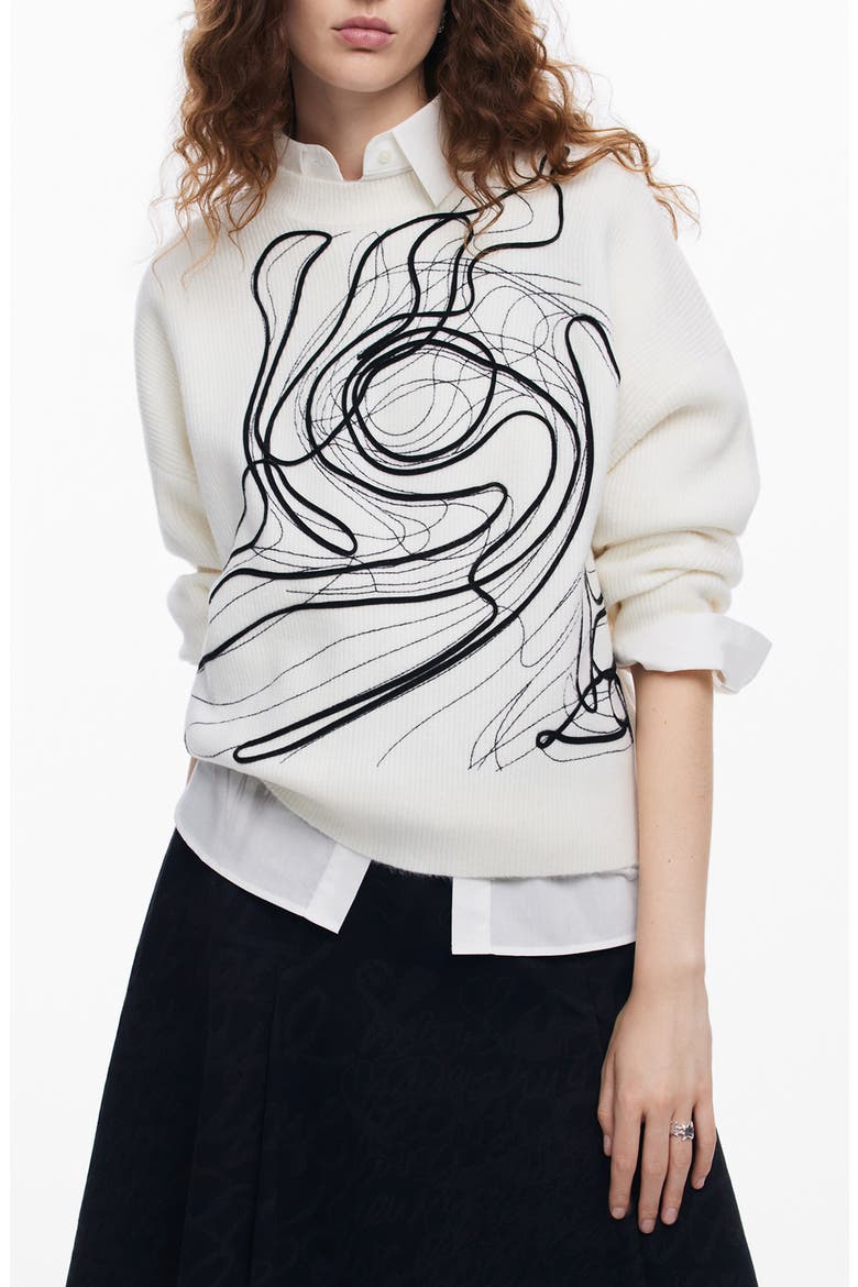 Montpelier Lacroix Cotton Graphic Crewneck Sweater, Main, color, WHITE