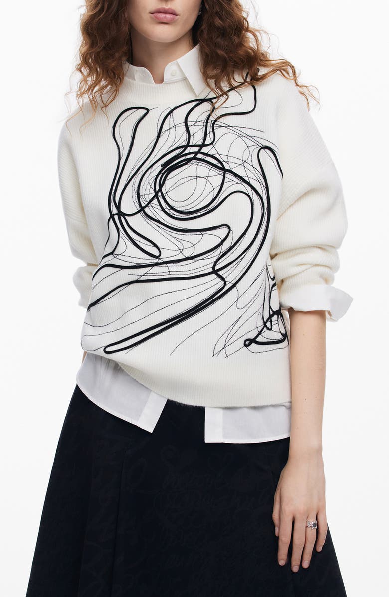 Desigual Montpelier Lacroix Cotton Graphic Crewneck Sweater, Main, color, 