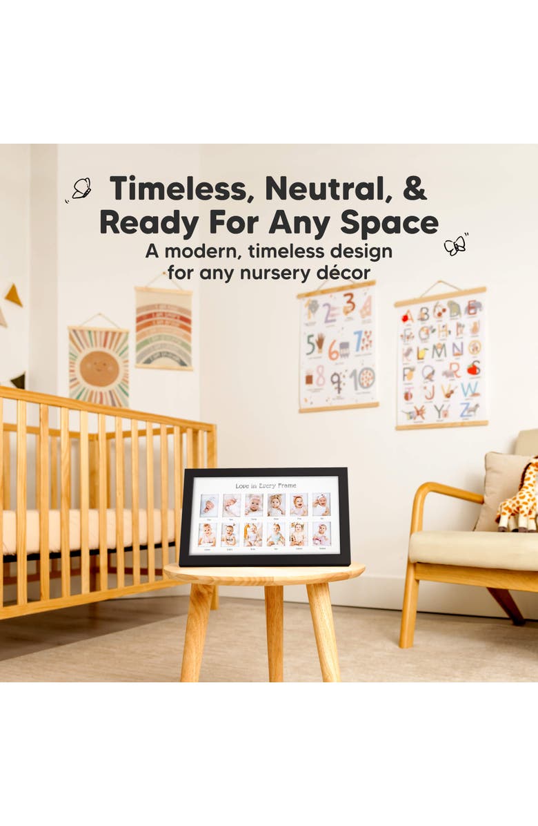 KeaBabies Nova Baby's First Year Picture Frame, Alternate, color, Onyx Black