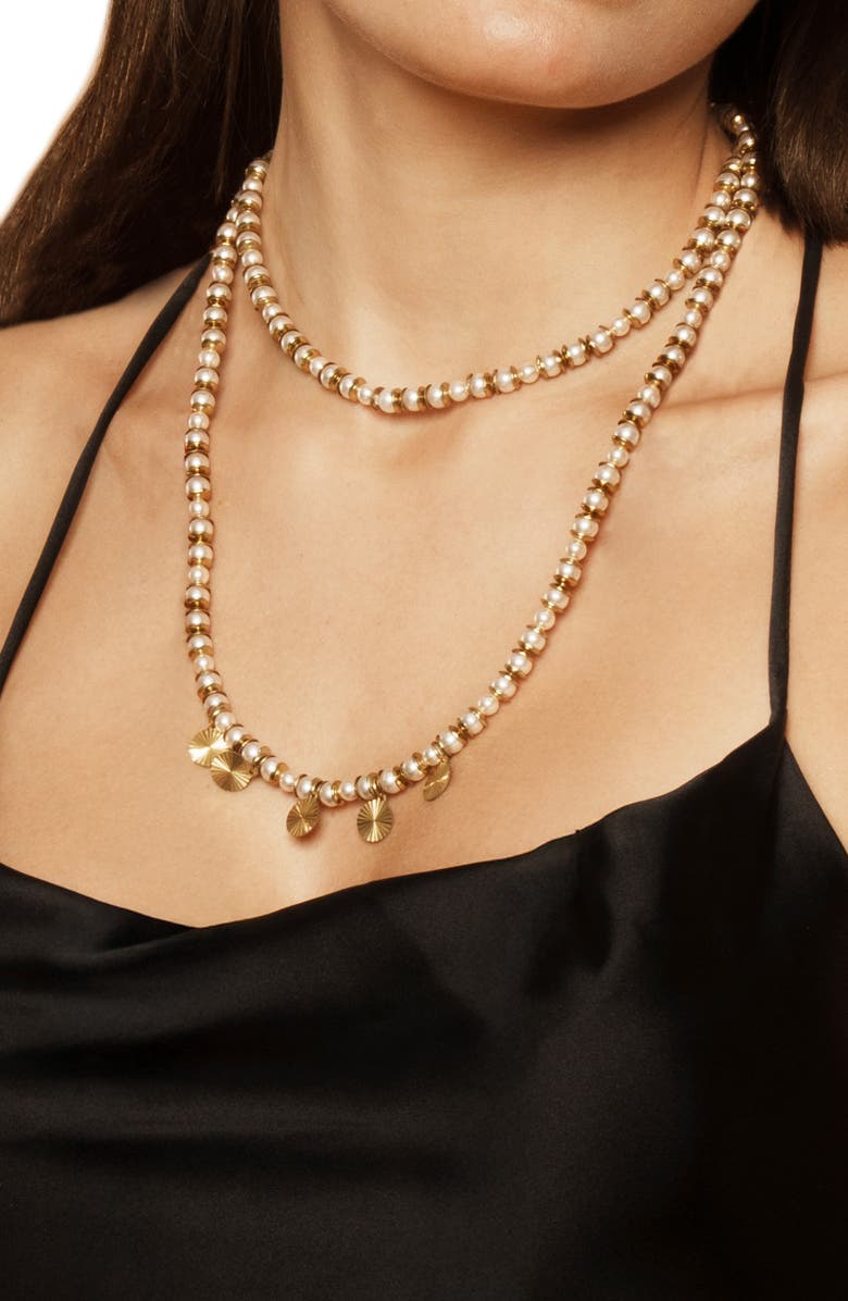 Deepa Gurnani Malena Beaded Charm Necklace, Alternate, color, Ivory