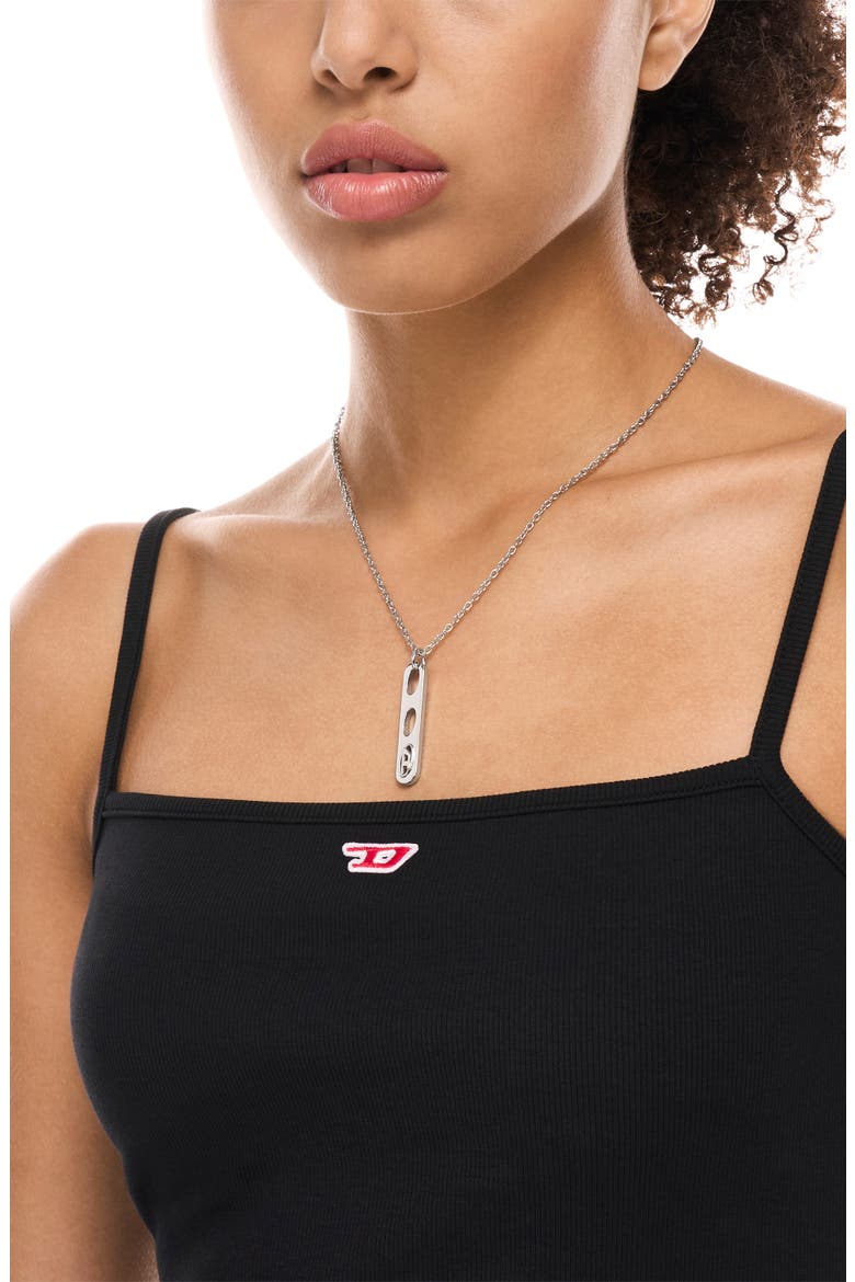 Oval D Bar Pendant Necklace, Alternate, color, SILVER