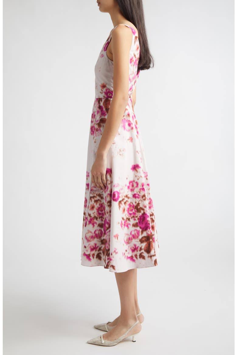 Floral Print Heavyweight Organic Cotton Poplin Fit & Flare Dress, Alternate, color, ROSE BOUQUET HOT PINK