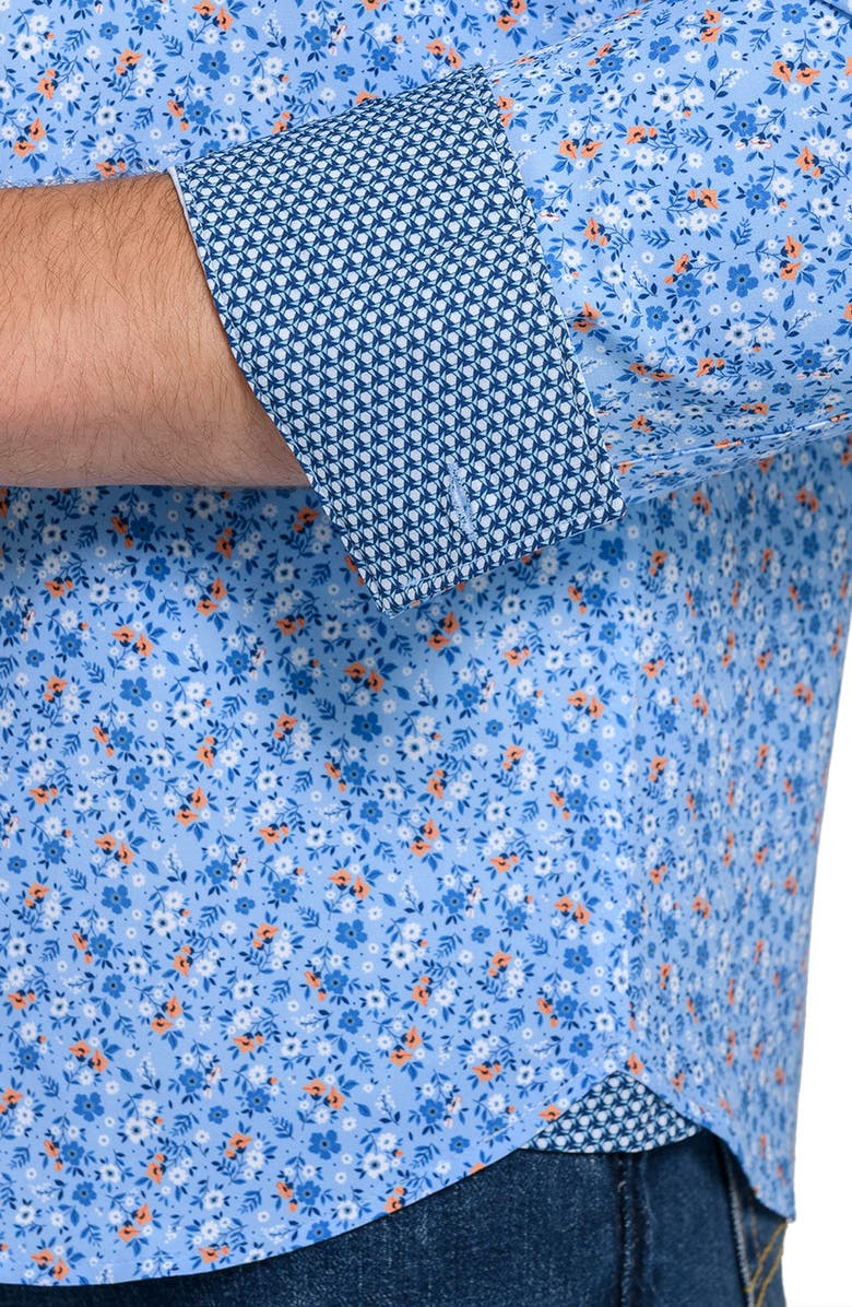 CONSTRUCT Amber Floral Woven Long Sleeve Basic, Alternate, color, Chambray Blue