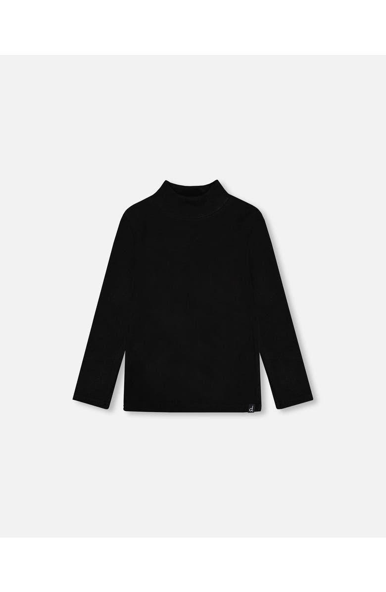 Deux par Deux Girl's Super Soft Brushed Mock Neck Top Black, Main, color, 