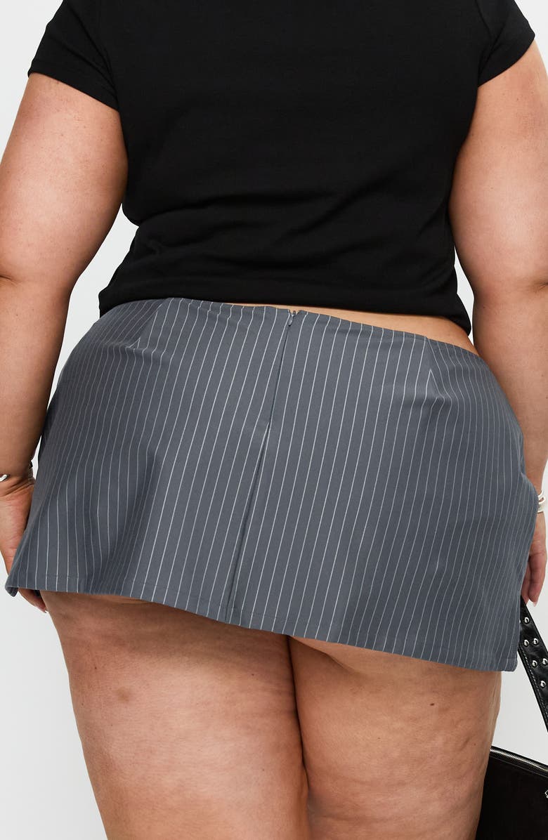 Princess Polly Can't Sleep Pinstriped Skort, Alternate, color, Charcoal Stripe