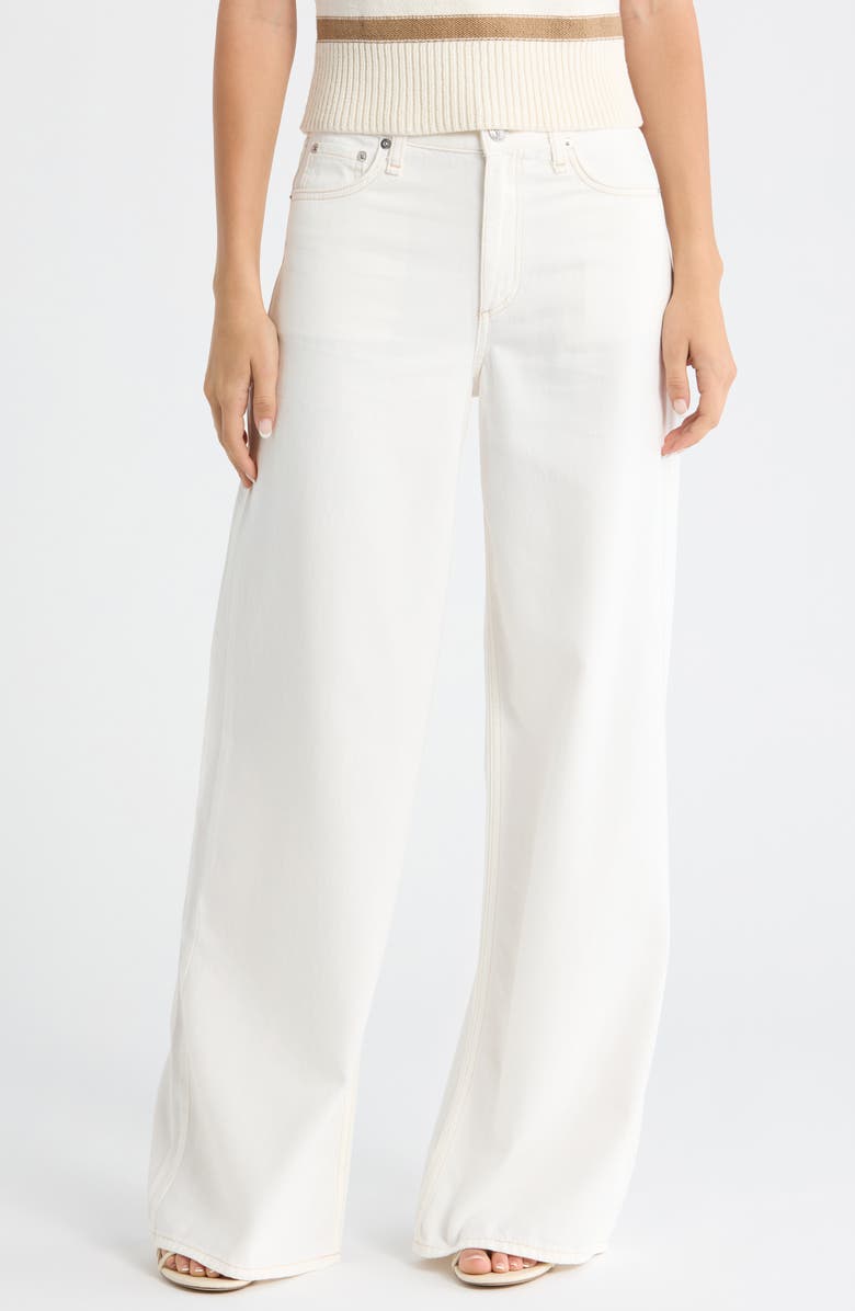 rag & bone Featherweight Sofie High Waist Wide Leg Jeans, Main, color, White