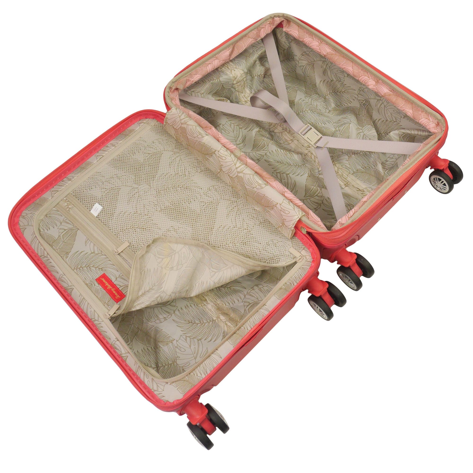 Tommy Bahama 26.5" Hard-Sided 3D Pineapple Luggage  with Drawstring Bag, Alternate, color, Coral