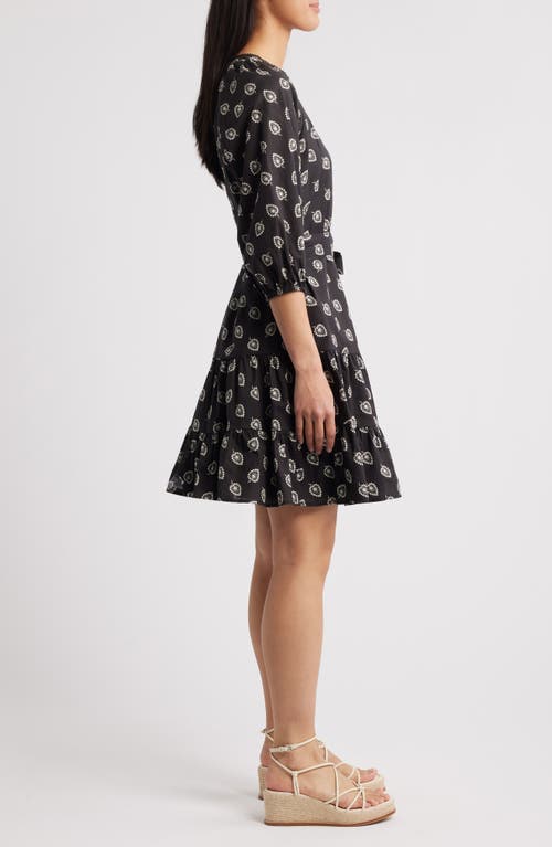 Caslonr Caslon(r) Print Cotton Minidress In Black- Ivory