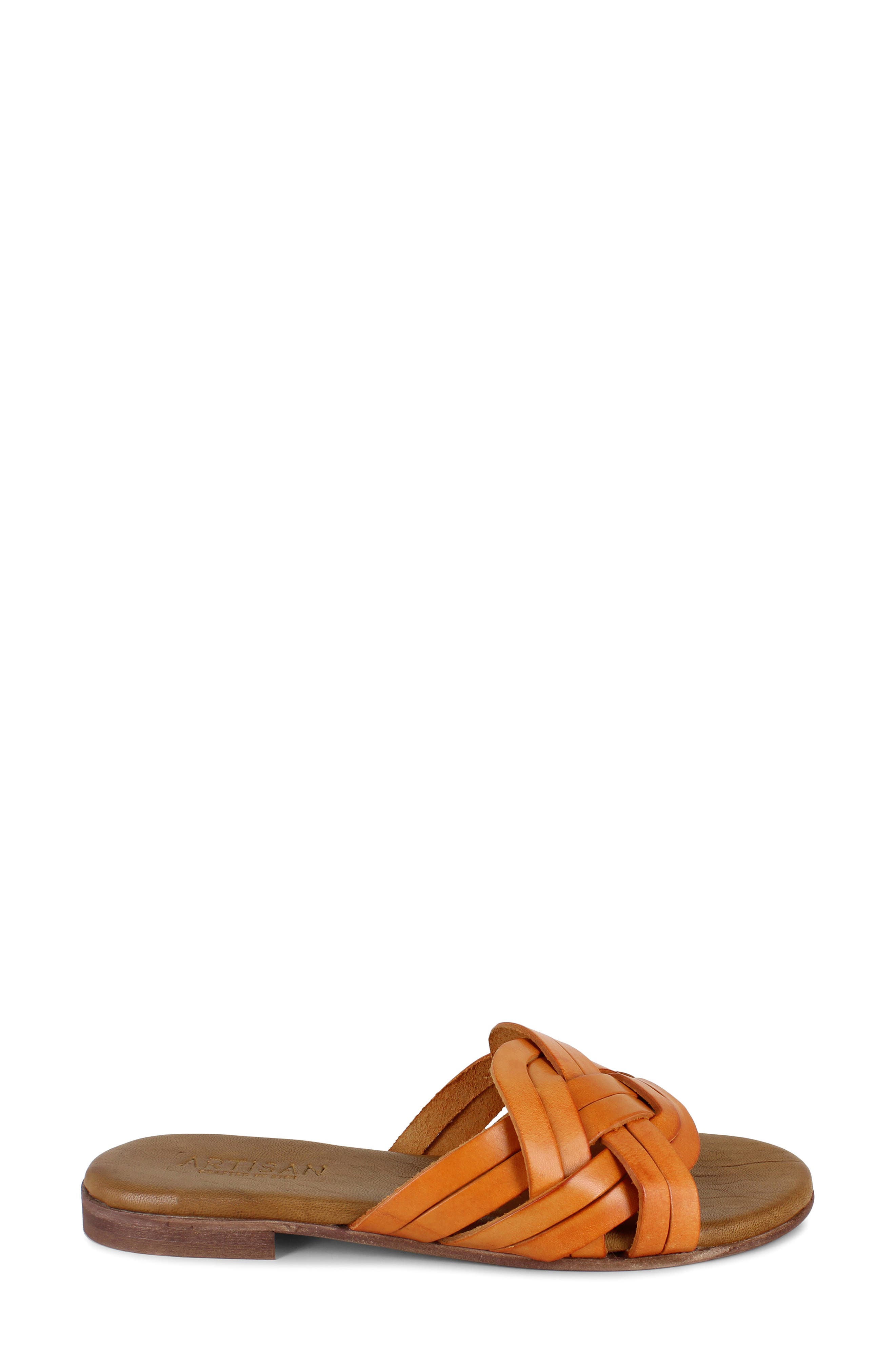 Arutzy Slide Sandal, Alternate, color, BURNT ORANGE LEATHER
