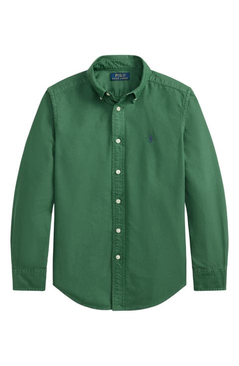 Kids' Garment Dyed Cotton Oxford Shirt