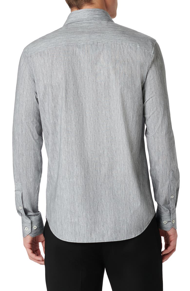 Bugatchi James OoohCotton<sup
®</sup
Chambray Print Button-Up Shirt, Alternate, color, Black
