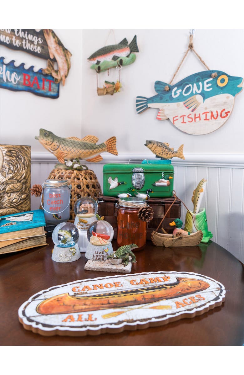 Beachcombers Canoe Camp All Ages Coastal Wall Hanging Plaque Sign, Alternate, color, Brown