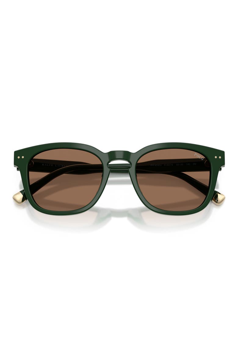 52mm Square Sunglasses, Alternate, color, SHINY DARK GREEN / DARK BROWN