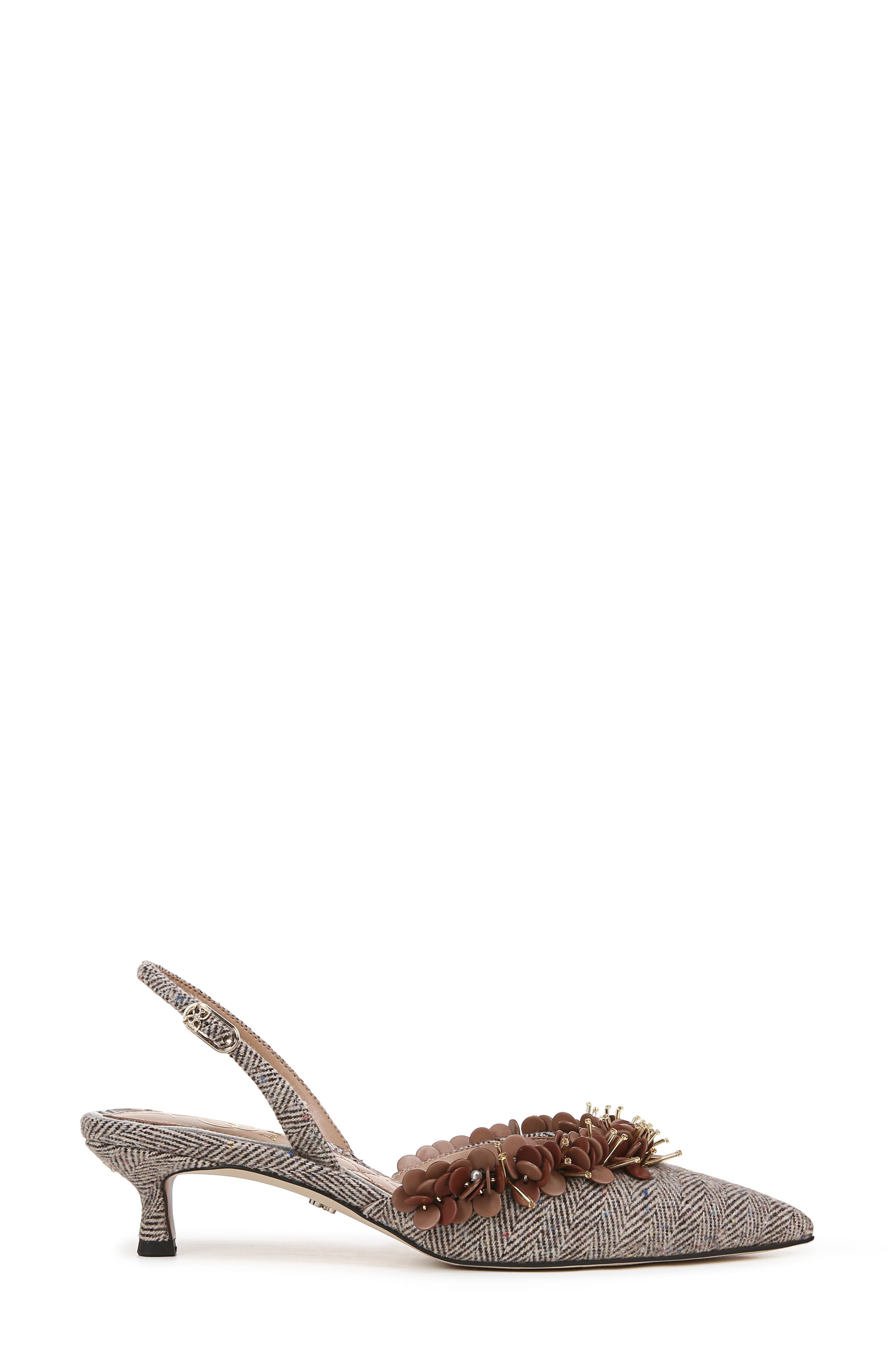 Sam Edelman Trent Slingback Pointed Toe Kitten Heel Pump, Alternate, color, Brown Multi