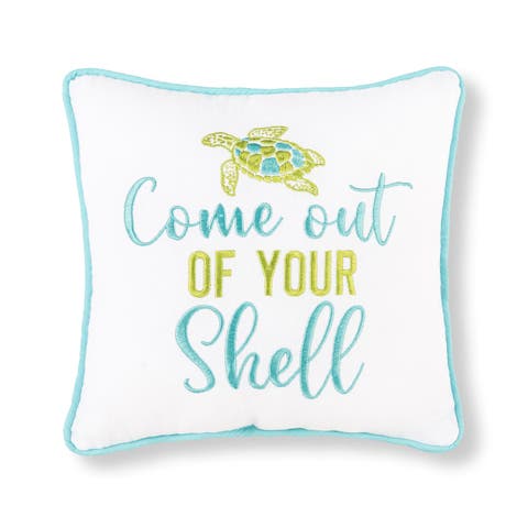 Come Out Of Your Shell Embroidered Small Petite Throw Pillow, 10" x 10"