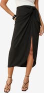 Friends Like These Sarong Tie Faux Wrap Midi Skirt