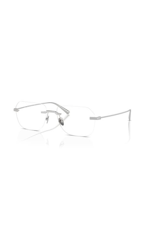 Ferrari 57mm Rectangle Optical Glasses In Silver