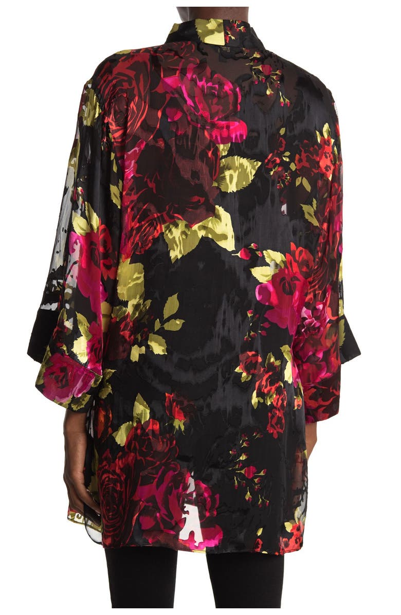 Marée Pour Toi Floral Burnout Charmeuse Kimono, Alternate, color,